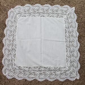 Vintage Handmade Dresser Doily 24x24 Inch LARGE Beige